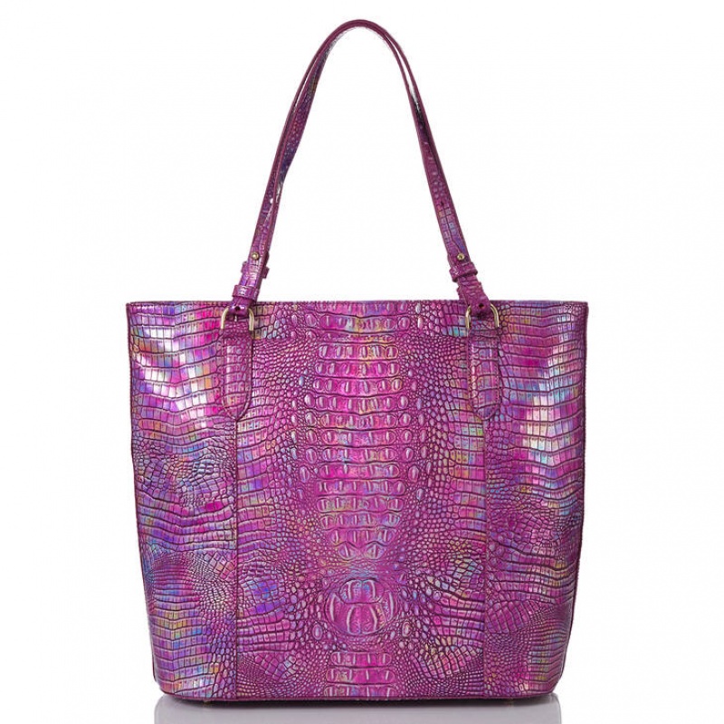 Pink Women's Brahmin Abigail Tote Bags | 7890WATNO