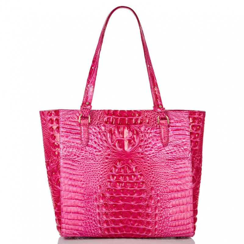 Pink Women's Brahmin April Tote Bags | 8956GWIRP