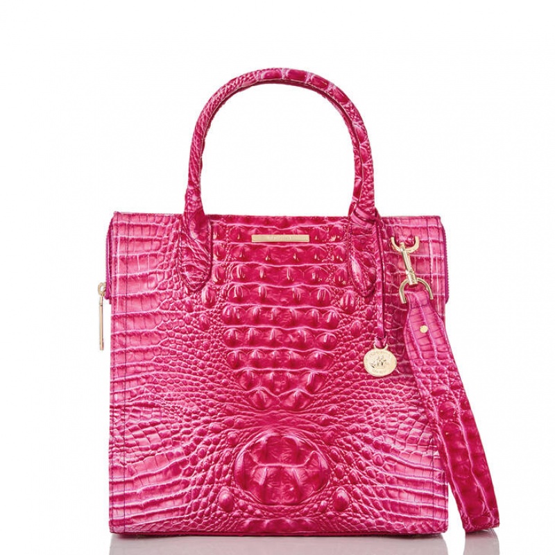 Pink Women's Brahmin Caroline Satchel Bags | 3968SUDIK