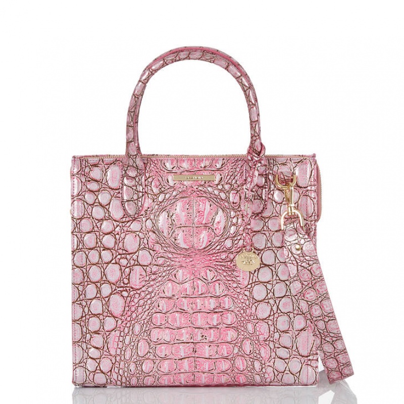 Pink Women's Brahmin Caroline Satchel Bags | 8016XMSWB