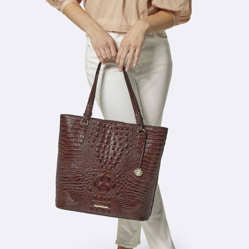 Pink Women's Brahmin Ezra Tote Bags | 7285LKZSH