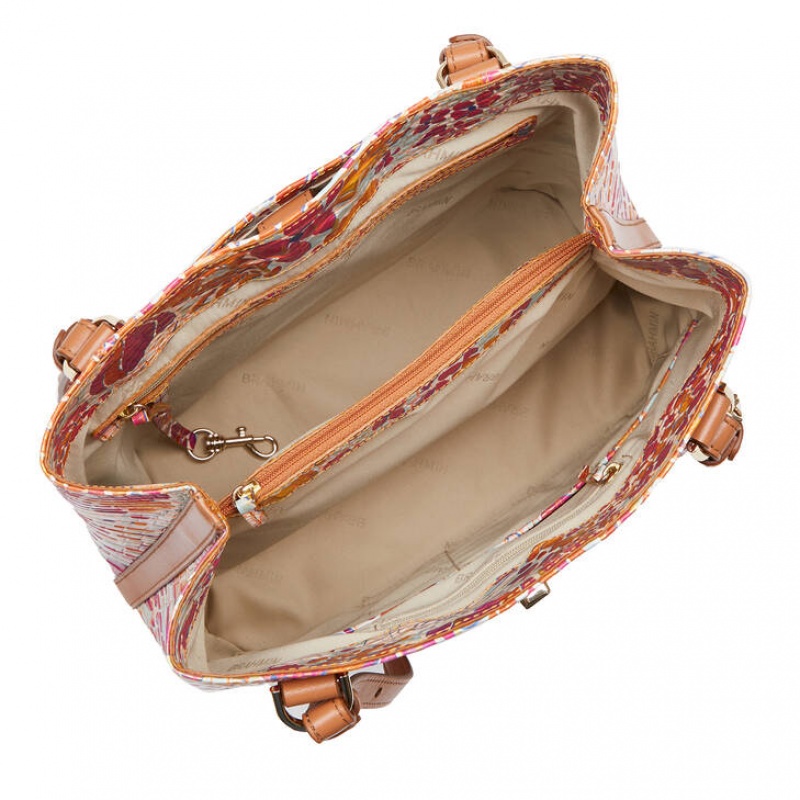 Pink Women's Brahmin Fiora Bucket Bags | 8123LHWKQ