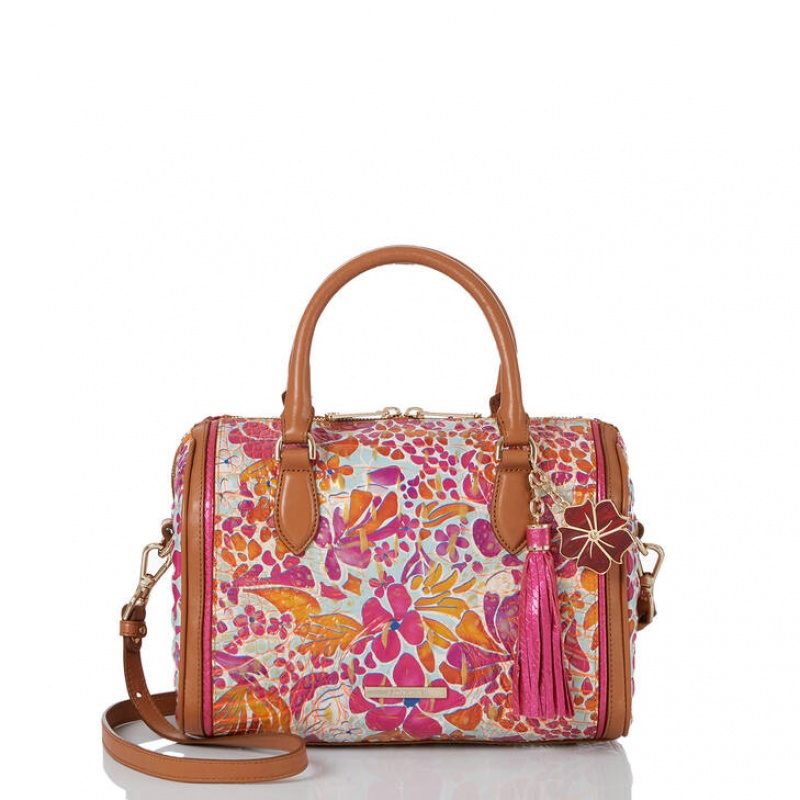 Pink Women's Brahmin Stacy Satchel Bags | 1803HIOWT