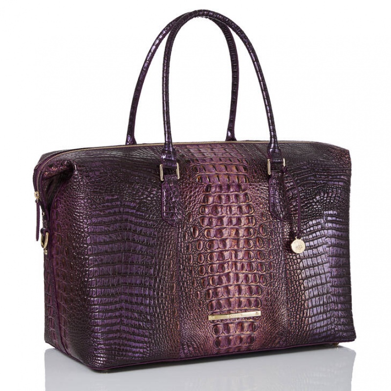 Purple Women's Brahmin Duxbury Weekender Travel Bags | 7183ONAKL