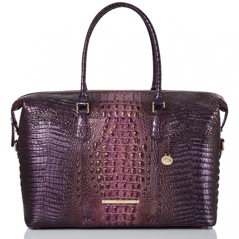 Purple Women\'s Brahmin Duxbury Weekender Travel Bags | 7183ONAKL