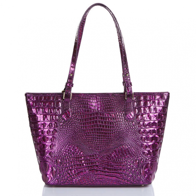 Purple Women's Brahmin Medium Asher Tote Bags | 2164WOULH