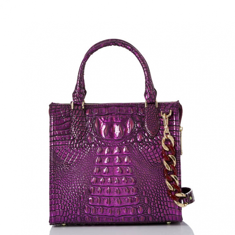 Purple Women's Brahmin Mod Small Caroline Satchel Bags | 6971NPYOM