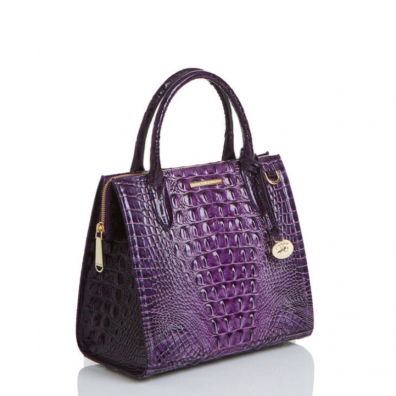 Purple Women's Brahmin Small Caroline Satchel Bags | 4057BNYFZ