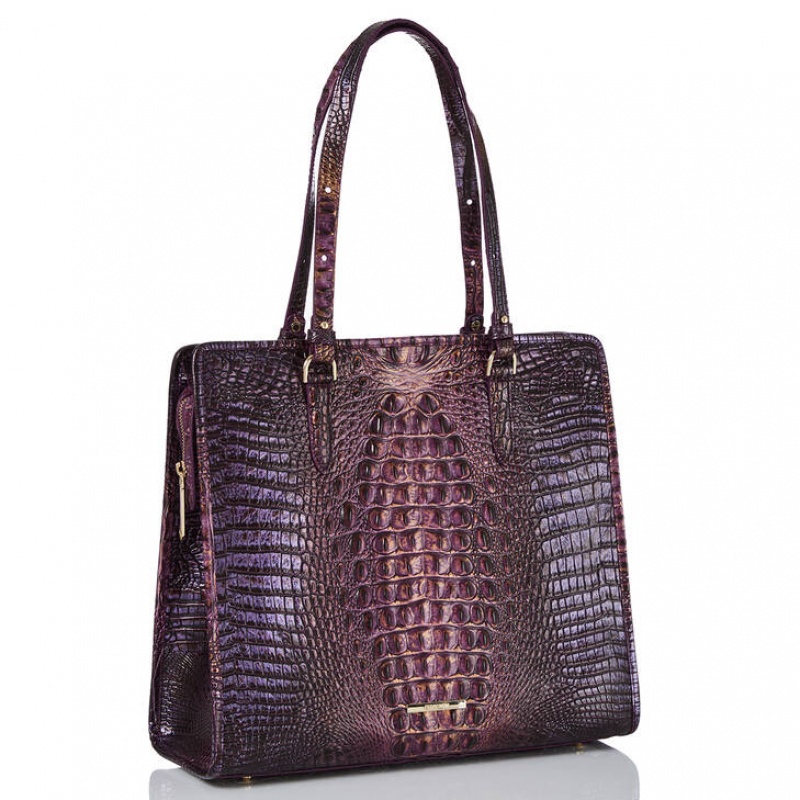 Purple Women's Brahmin Tia Tote Bags | 4201YFKRM