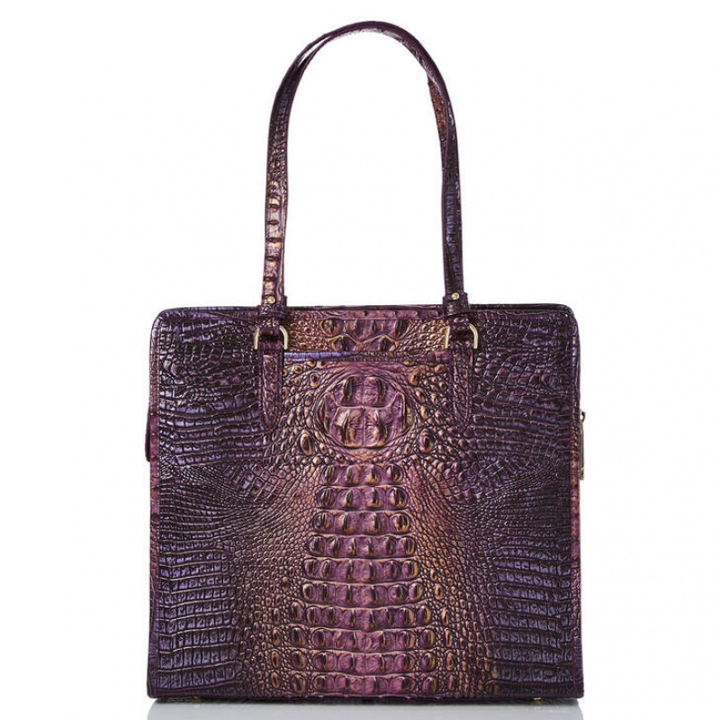 Purple Women's Brahmin Tia Tote Bags | 4201YFKRM