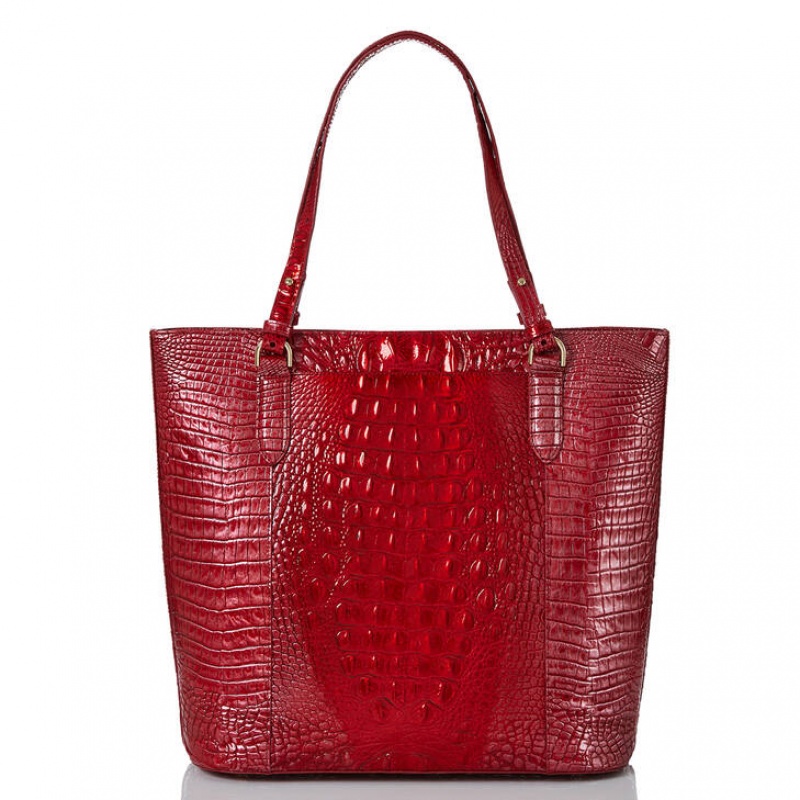 Red Women's Brahmin Abigail Tote Bags | 1934JHKOS