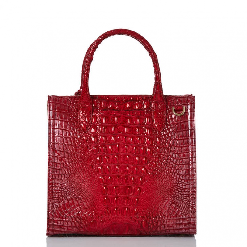 Red Women's Brahmin Caroline Satchel Bags | 4578KLONX