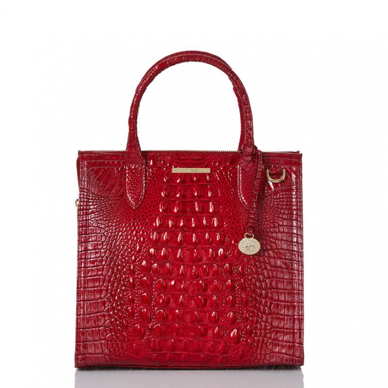 Red Women\'s Brahmin Caroline Satchel Bags | 4578KLONX