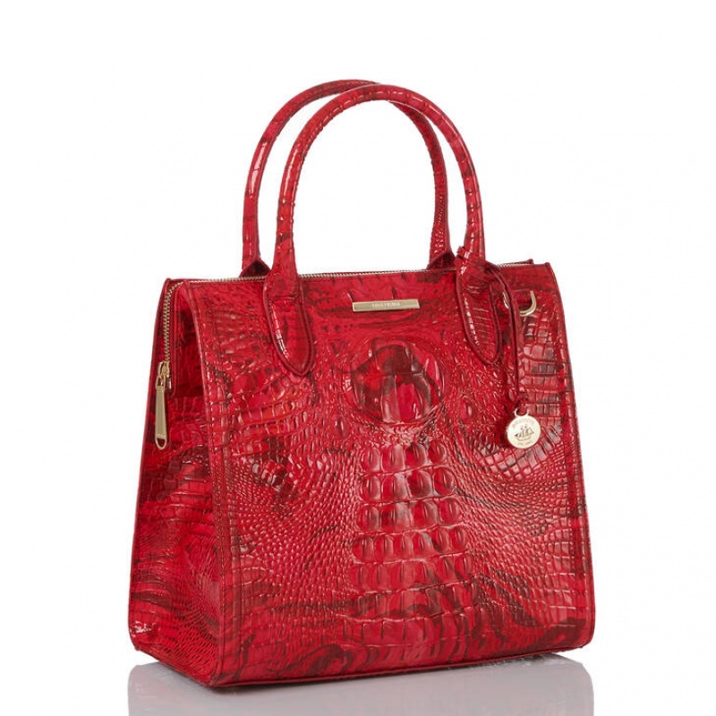 Red Women's Brahmin Caroline Satchel Bags | 0157KYWRL