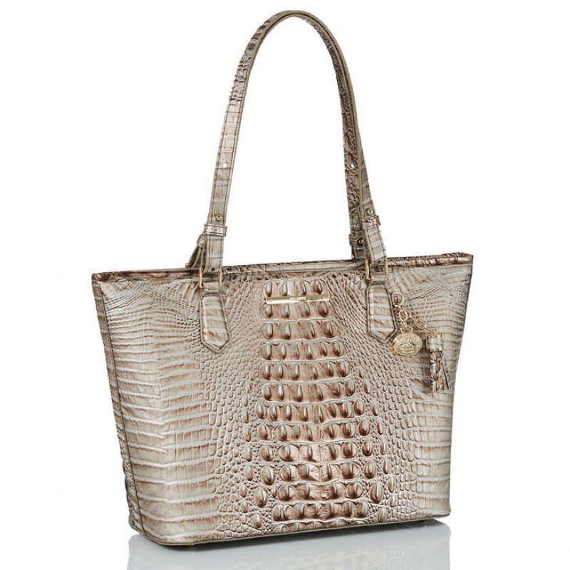 Silver Women's Brahmin Medium Asher Tote Bags | 1205WUQBG