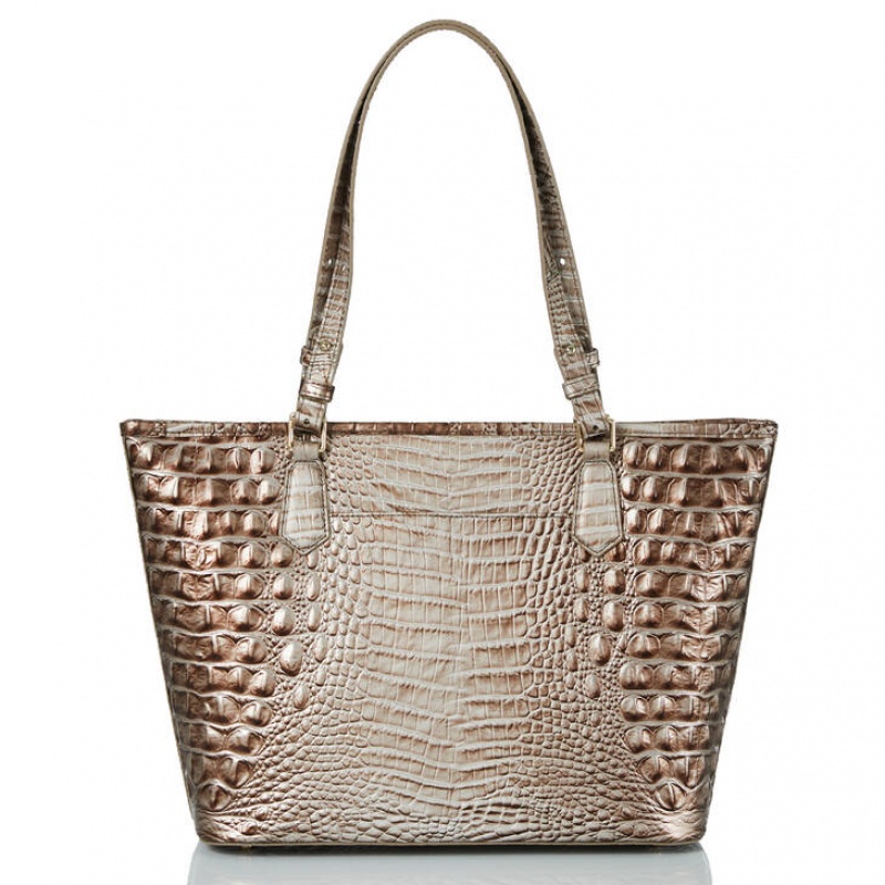 Silver Women's Brahmin Medium Asher Tote Bags | 1205WUQBG