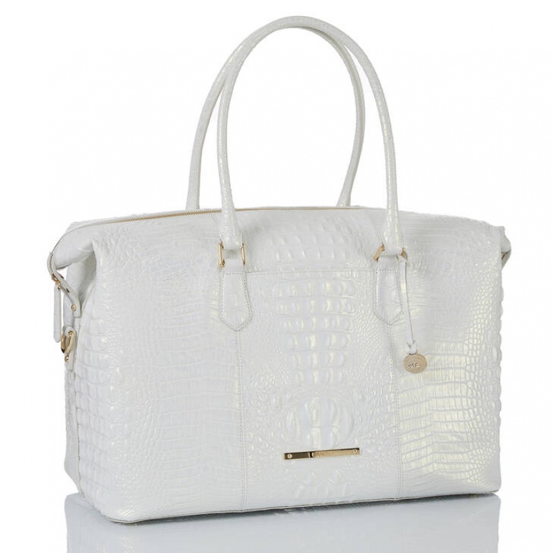 White Women's Brahmin Duxbury Weekender Travel Bags | 1042XTSNQ