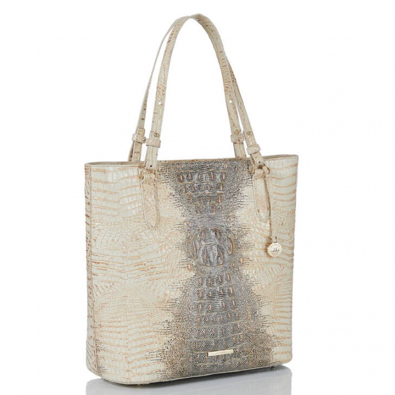 White Women's Brahmin Ezra Tote Bags | 2890JUFBT