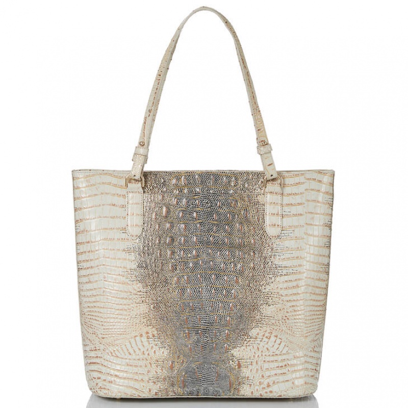 White Women's Brahmin Ezra Tote Bags | 2890JUFBT