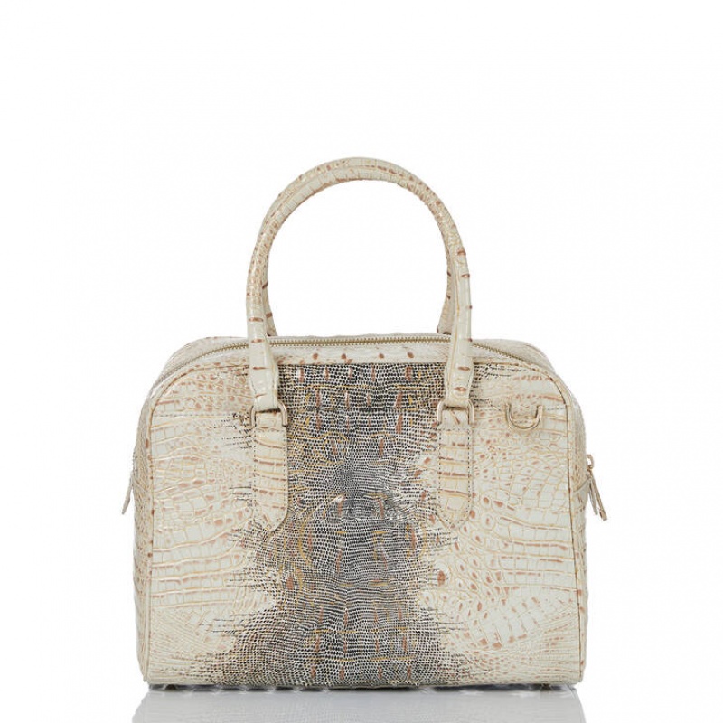 White Women's Brahmin Marissa Satchel Bags | 8245TALWF