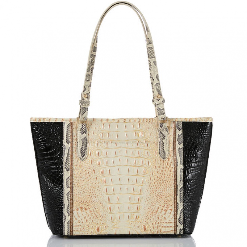 White Women's Brahmin Medium Asher Tote Bags | 6478YNKIS