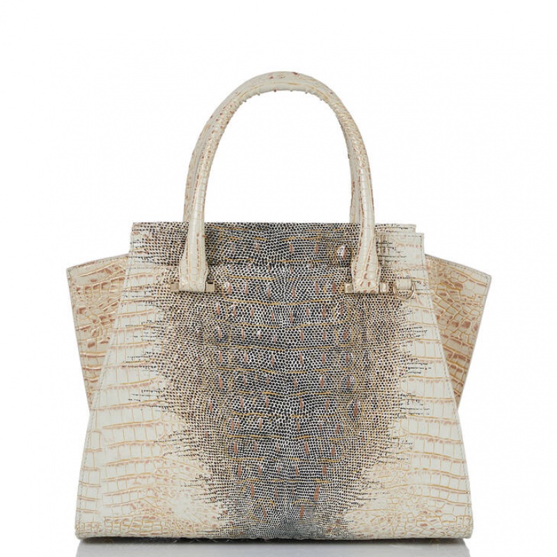 White Women's Brahmin Priscilla Satchel Bags | 1859WMYLB