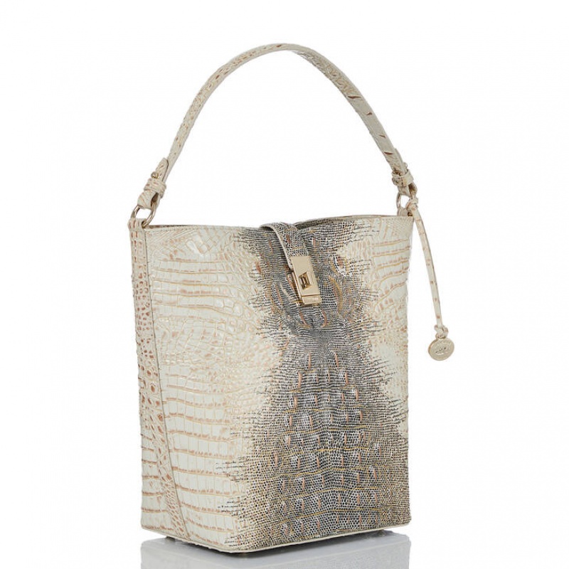 White Women's Brahmin Shira Bucket Bags | 8653HZIJX