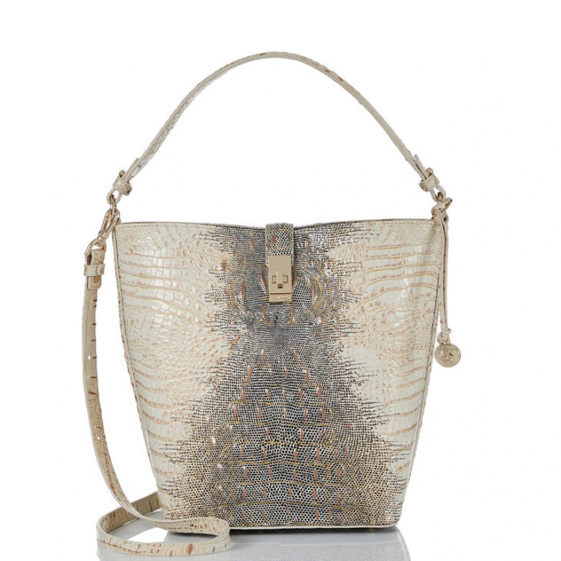 White Women's Brahmin Shira Bucket Bags | 8653HZIJX