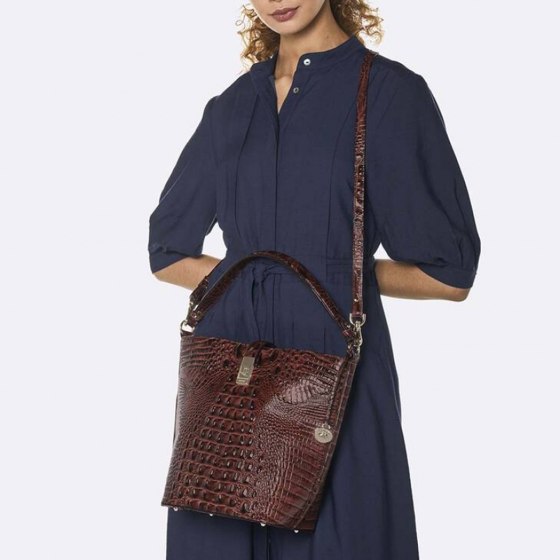 White Women's Brahmin Shira Bucket Bags | 8653HZIJX