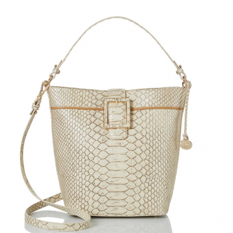 White Women's Brahmin Shira Bucket Bags | 0763EXGFU