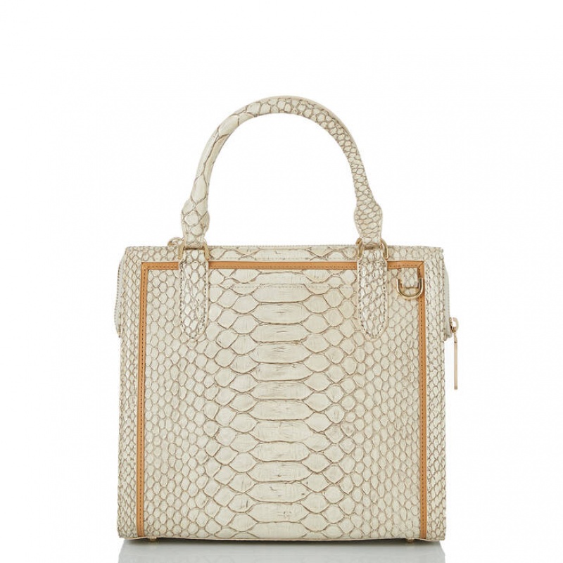 White Women's Brahmin Small Caroline Satchel Bags | 1560BKYHM