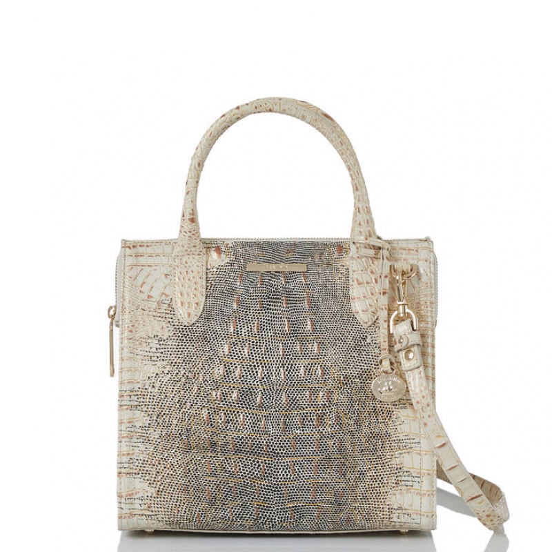 White Women's Brahmin Small Caroline Satchel Bags | 0418GSDIY